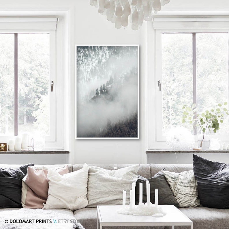 Neblige Wald Landschaft Print Set, Minimal Natur Fotografie (Digitaler Download) Bild 8