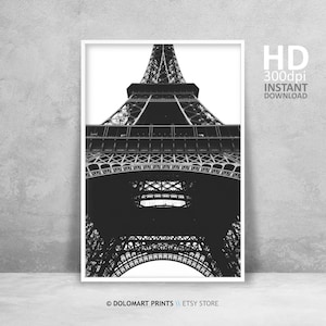 Paris Wall Art, Eiffel Tower Print, Paris Black and White Poster, Paris Home Decor, Paris Wall Decor, Eiffel Tower Decor, Eiffel Tower Photo