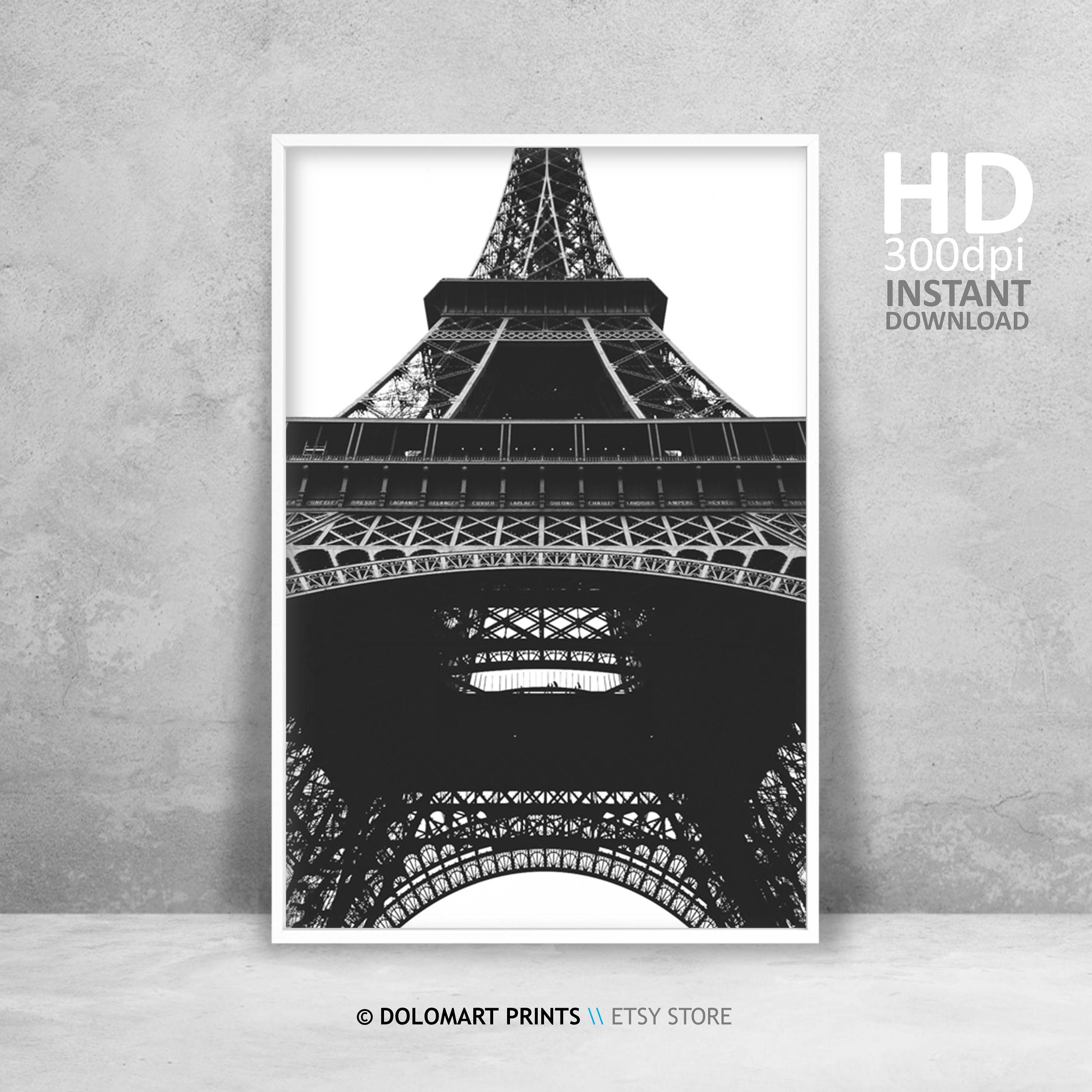 French Decor Eiffel Tower Print Paris Poster Black And White Wall Art Eiffel Tower Photography Printable France Art Digital Download