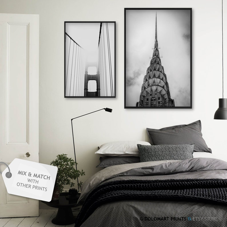 New York City Print Black and White Prints Chrysler Building Etsy