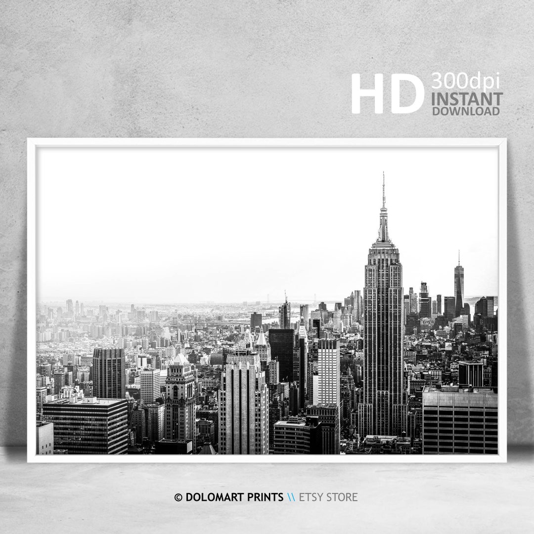 New York Black and White, New York Wall Art Decor, New York Skyline ...
