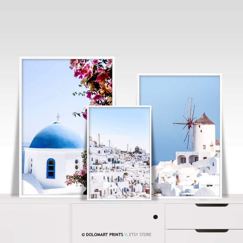 Santorini Greece Photography Print Set, Coastal Wall Art (Digital Download) image 3
