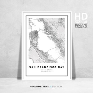 SF The Bay Region Karte, San Francisco Karte Druck, San Francisco Karte Poster, große Karten, Karte der USA, San Francisco Kalifornien, Cali Karten, SF Karten