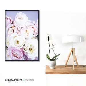Pink Rose Peony Print, Floral Printable Art, Modern Flower Wall Art ...