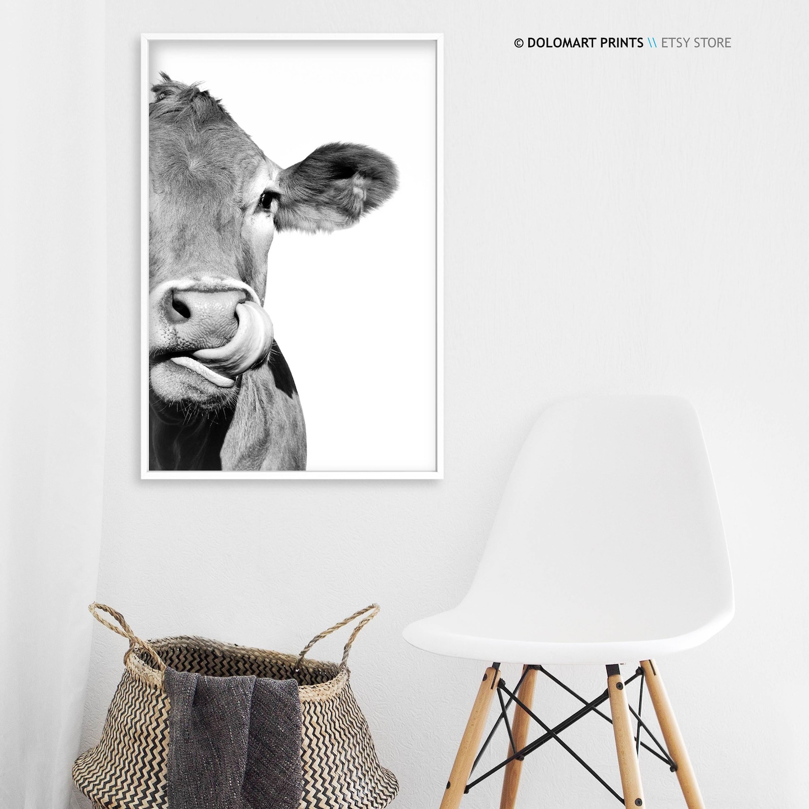 Cow Wall Art Funny Cow Print Rustic Home Decor Cattle Etsy