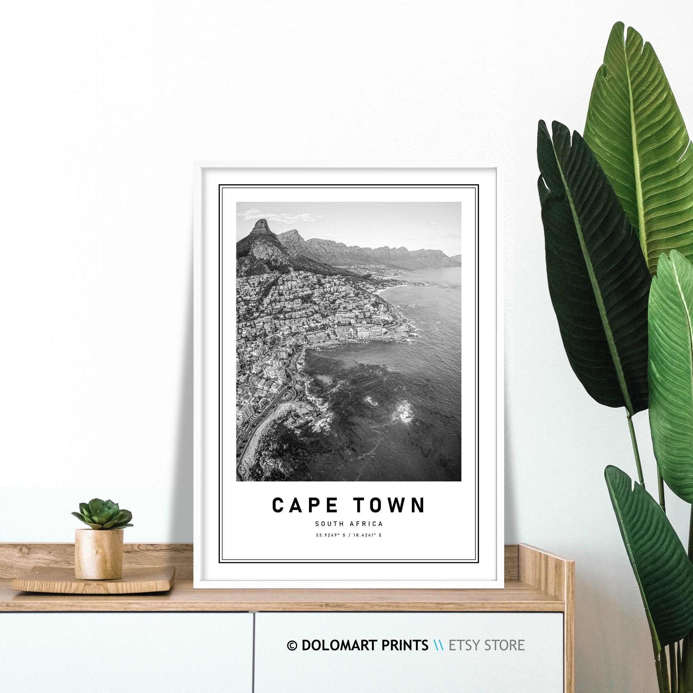 Cape Town Poster Cape Town Travel Print Black and White Etsy