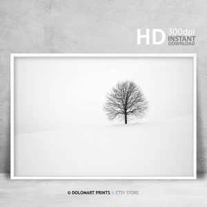 Black and White Print, Scandinavian Wall Art, Minimal Tree Art, Modern Wall Decor, Printable Photo Art, Monochrome, Instant Download Photo