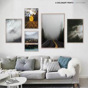 Neblige Wald Landschaft Print Set, Minimal Natur Fotografie (Digitaler Download) Bild 4