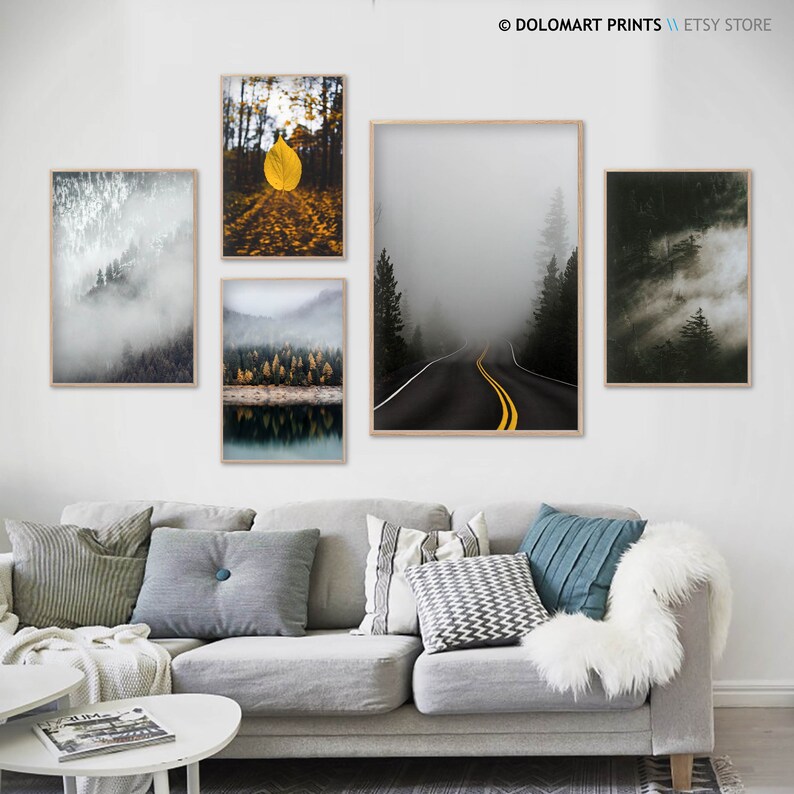 Neblige Wald Landschaft Print Set, Minimal Natur Fotografie (Digitaler Download) Bild 4