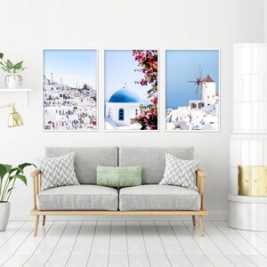 Santorini Greece Photography Print Set, Coastal Wall Art (Digital Download) image 2