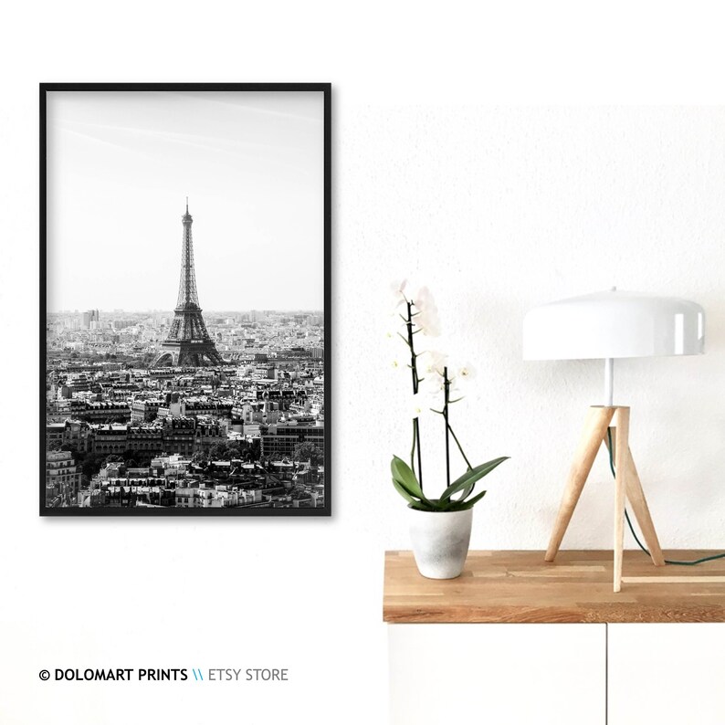 Paris Eiffel Tower Black and White Photography Print (Digital Download) image 8