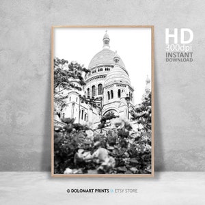 Paris Architecture Print, Black and White Photography, Eiffel Tower (Digital Download) image 3