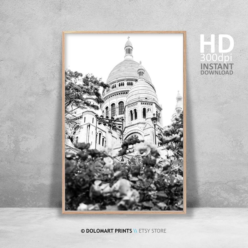Paris Architecture Print, Black and White Photography, Eiffel Tower (Digital Download) image 3
