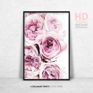 Pink Peonies Floral Photography Print, Minimalist Decor (Digital Download) image 2