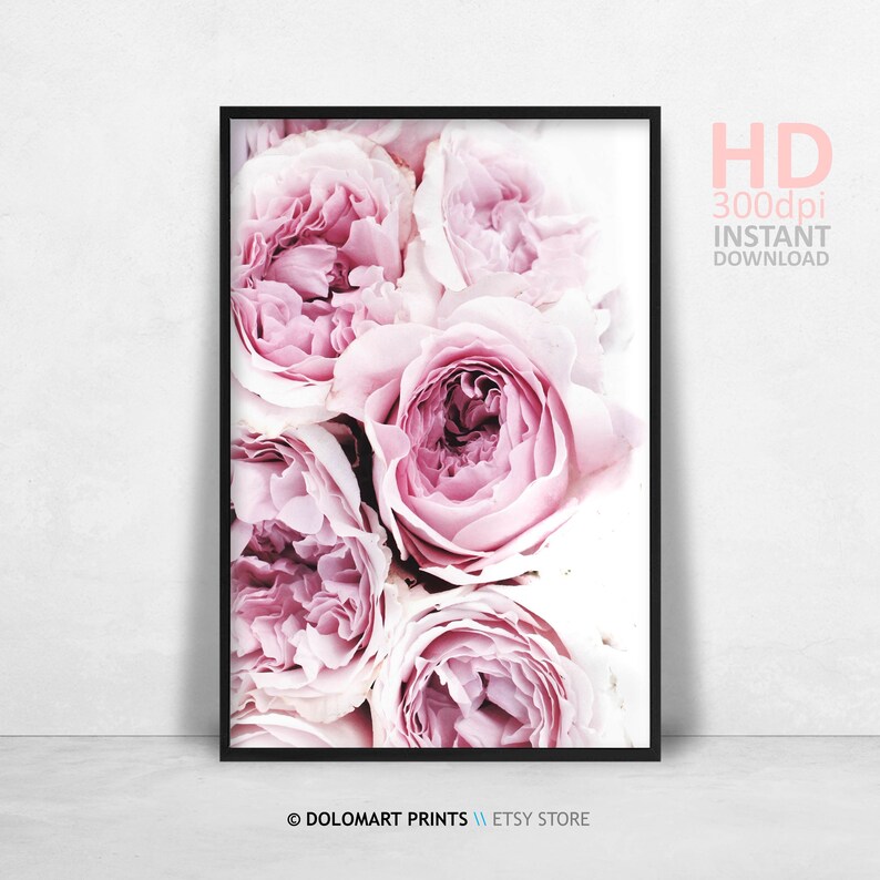 Pink Peonies Floral Photography Print, Minimalist Decor (Digital Download) image 2