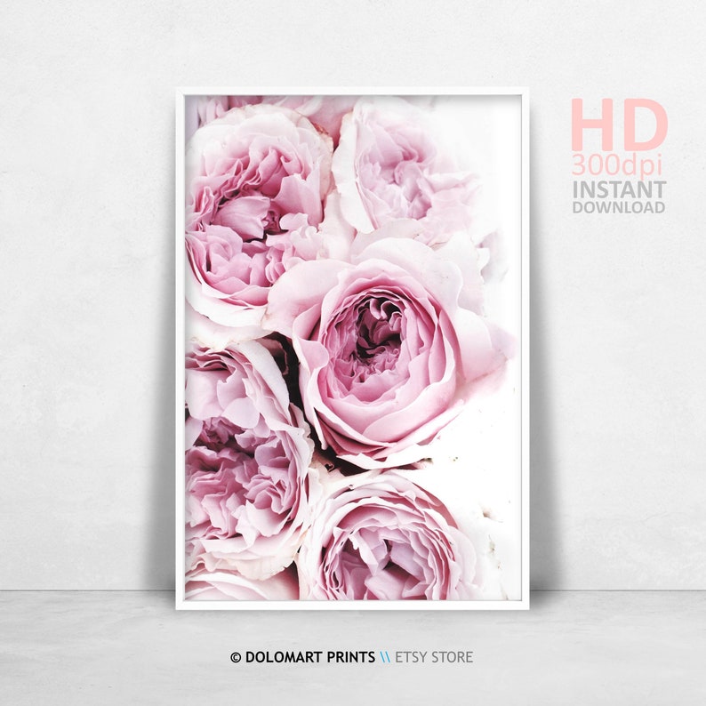 Pink Peonies Floral Photography Print, Minimalist Decor (Digital Download) image 1