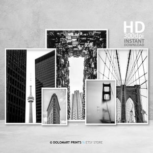 Black and White Architecture Photography Poster Set, Set of Modern Architecture Prints, Travel Black and White Photography Gallery Wall, Set