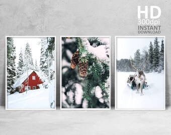 Winter Wonderland Photo Prints Set, Christmas Decor (Digital Download)