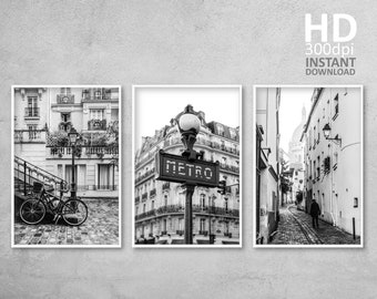 Paris Photography Print Set, Black and White Architecture (Digital Download)