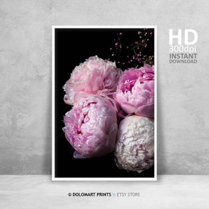 Pink Peonies Art Print, Floral Photography (Digital Download) image 1