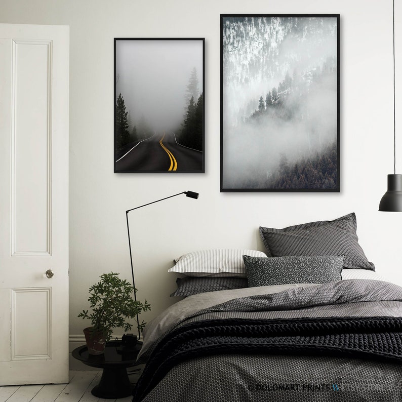 Neblige Wald Landschaft Print Set, Minimal Natur Fotografie (Digitaler Download) Bild 5