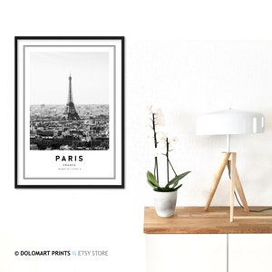 Paris Eiffel Tower Print, Black and White Photography (Digital Download) image 4
