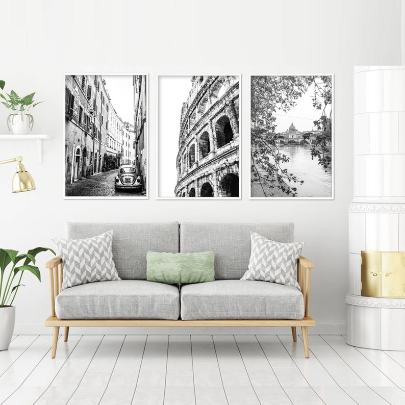 Rome Architecture Prints Gallery, Black and White Photography (set of 3 ...