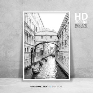 Venice Print, Venice Wall Art, Venice Photography, Italy Travel Poster, Italy Venice Art Print, Black and White Venice Architecture Print
