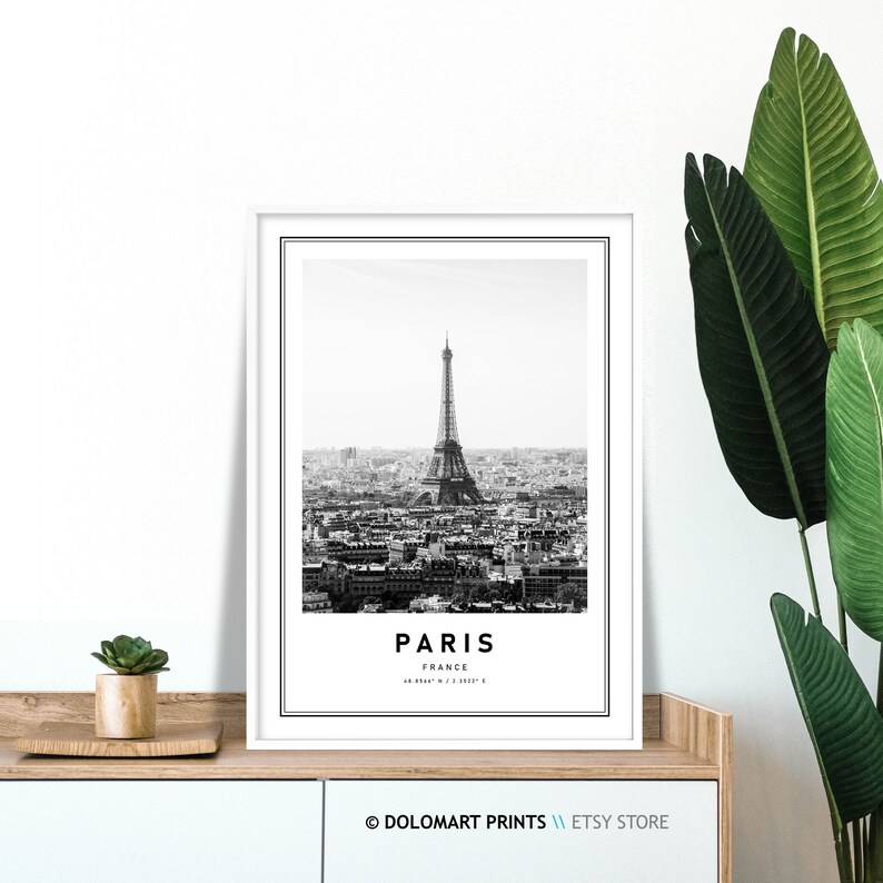 Paris Eiffel Tower Print, Black and White Photography (Digital Download) image 5