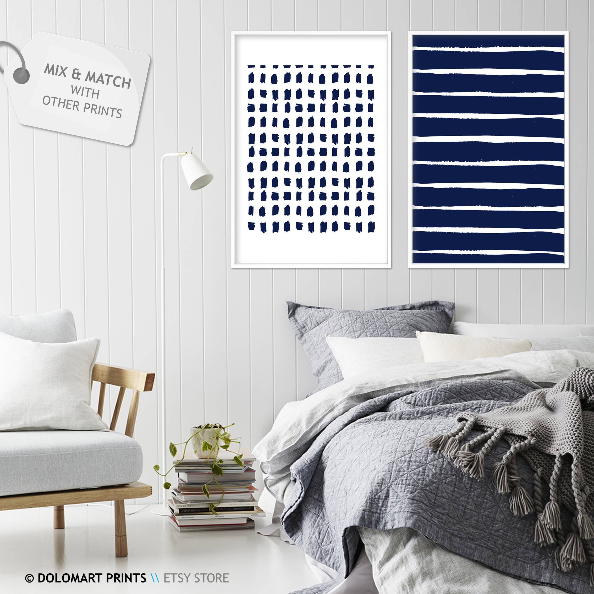 Indigo Blue Abstract Wall Art Watercolor Painting Modern Etsy UK