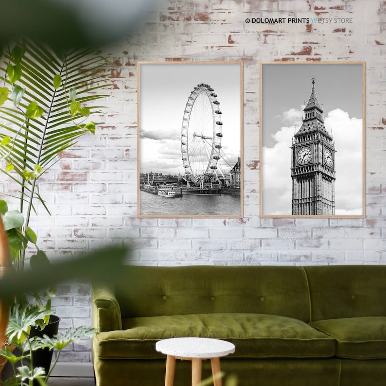 London Set of 3 Black and White Prints London Wall Art Poster Etsy France