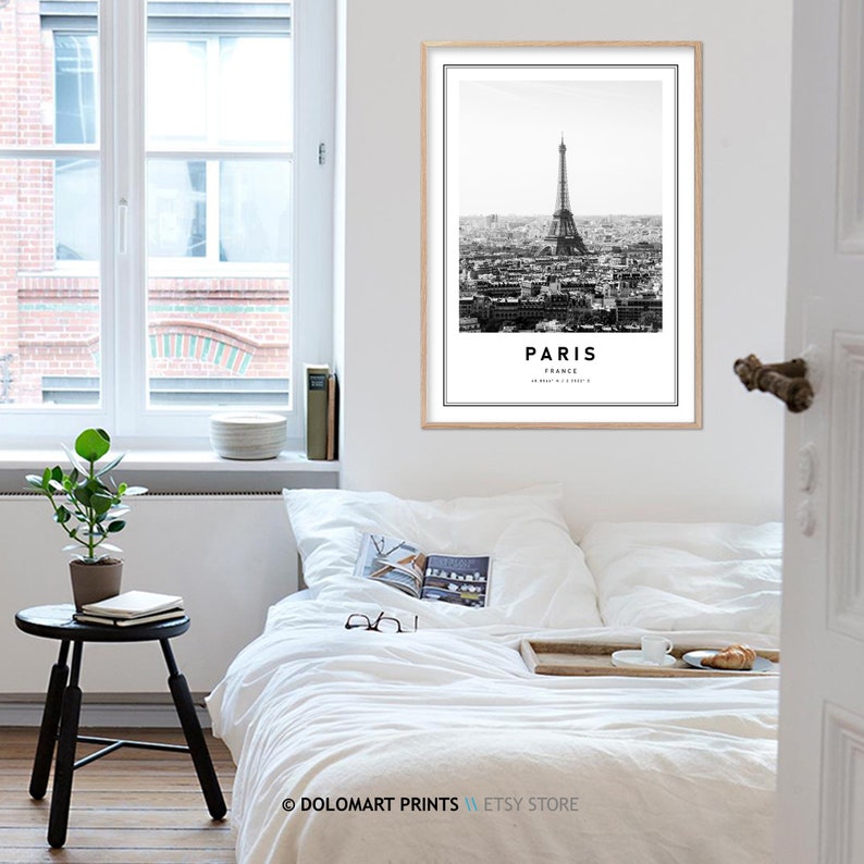 Paris Eiffel Tower Print, Black and White Photography (Digital Download) image 3