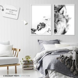 Wolf Portrait Photography Print, Black and White Animal Poster (Digital Download) image 6