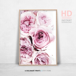 Pink Peonies Floral Photography Print, Minimalist Decor (Digital Download) image 3