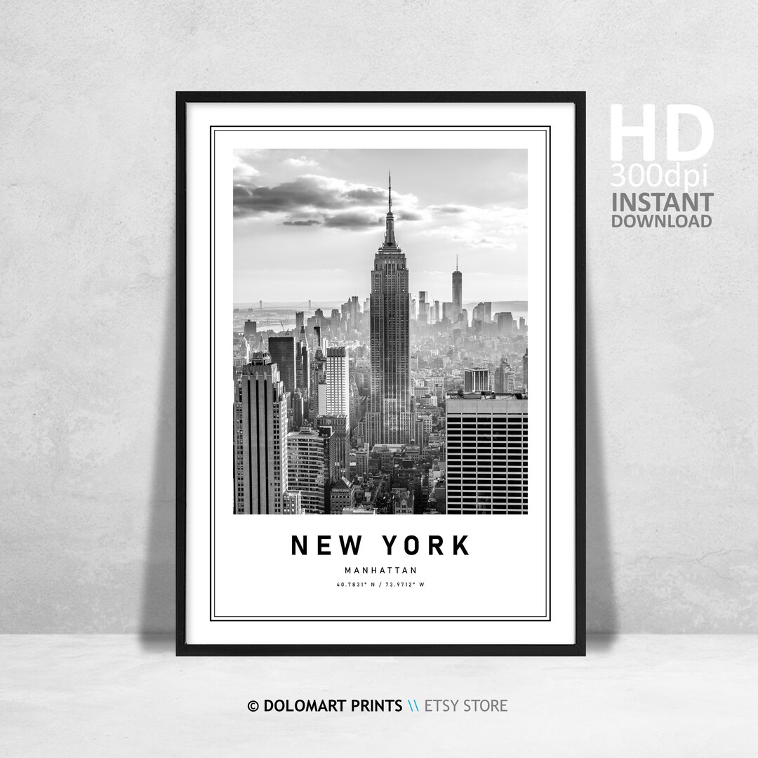 New York Empire State Building Print, Black and White Photography ...