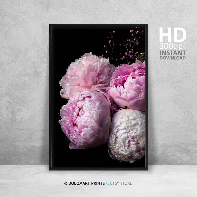 Pink Peonies Art Print, Floral Photography (Digital Download) image 2