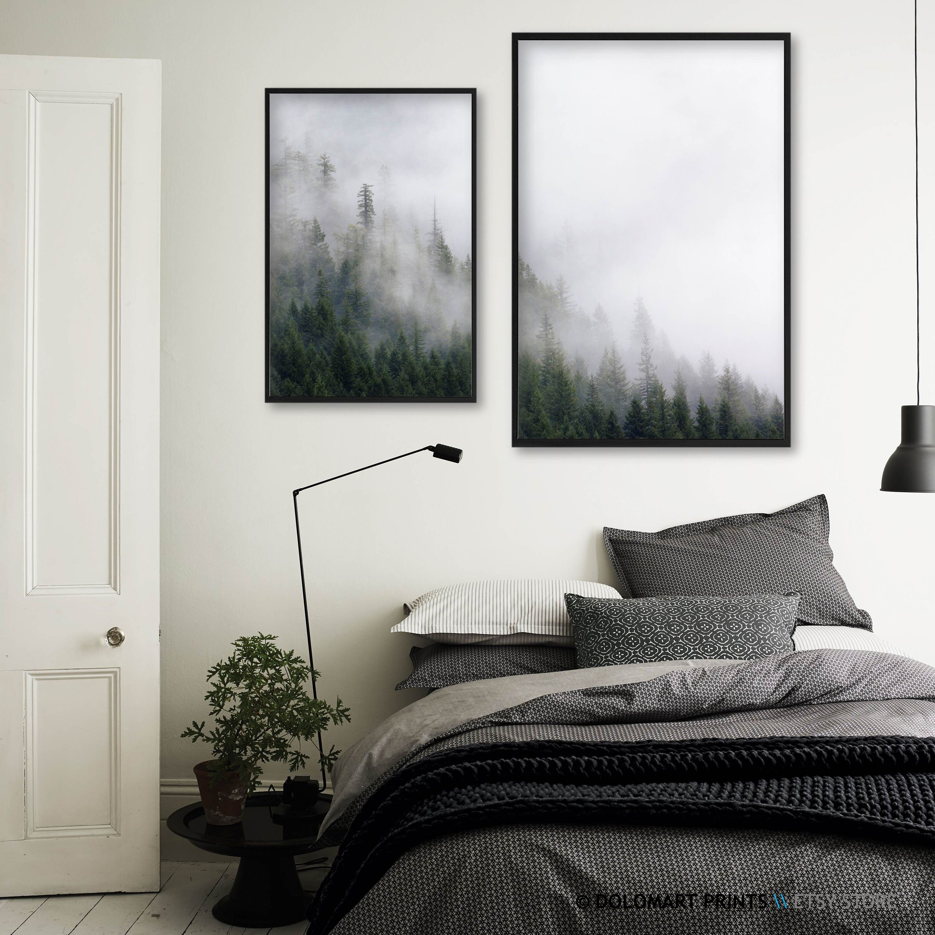 Modern Mountain Art Set of 3 Prints Forest Mountain Poster Art Etsy
