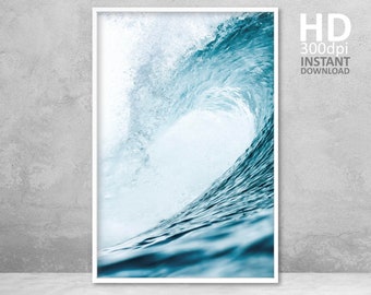 Ocean Wave Print, Large Ocean Wave Art, Coastal Printable, Ocean Digital Download, Modern Ocean Art, Ocean Print, Ocean Downloadable Print