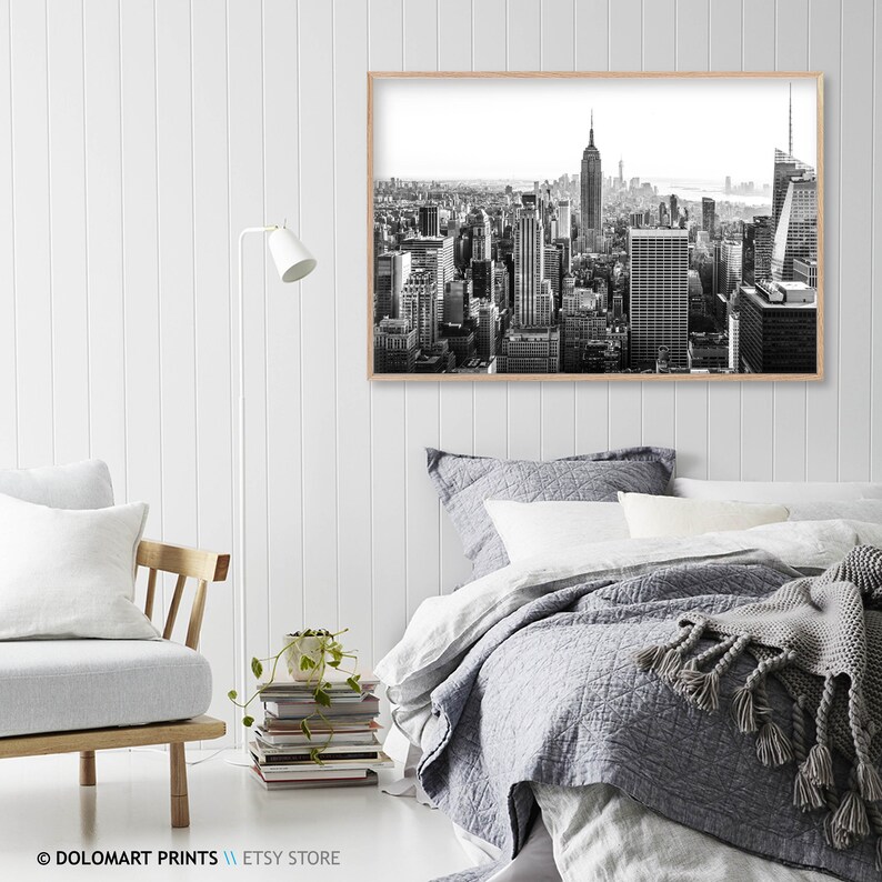 Black and White New York City Skyline Photo, Manhattan Art Print ...