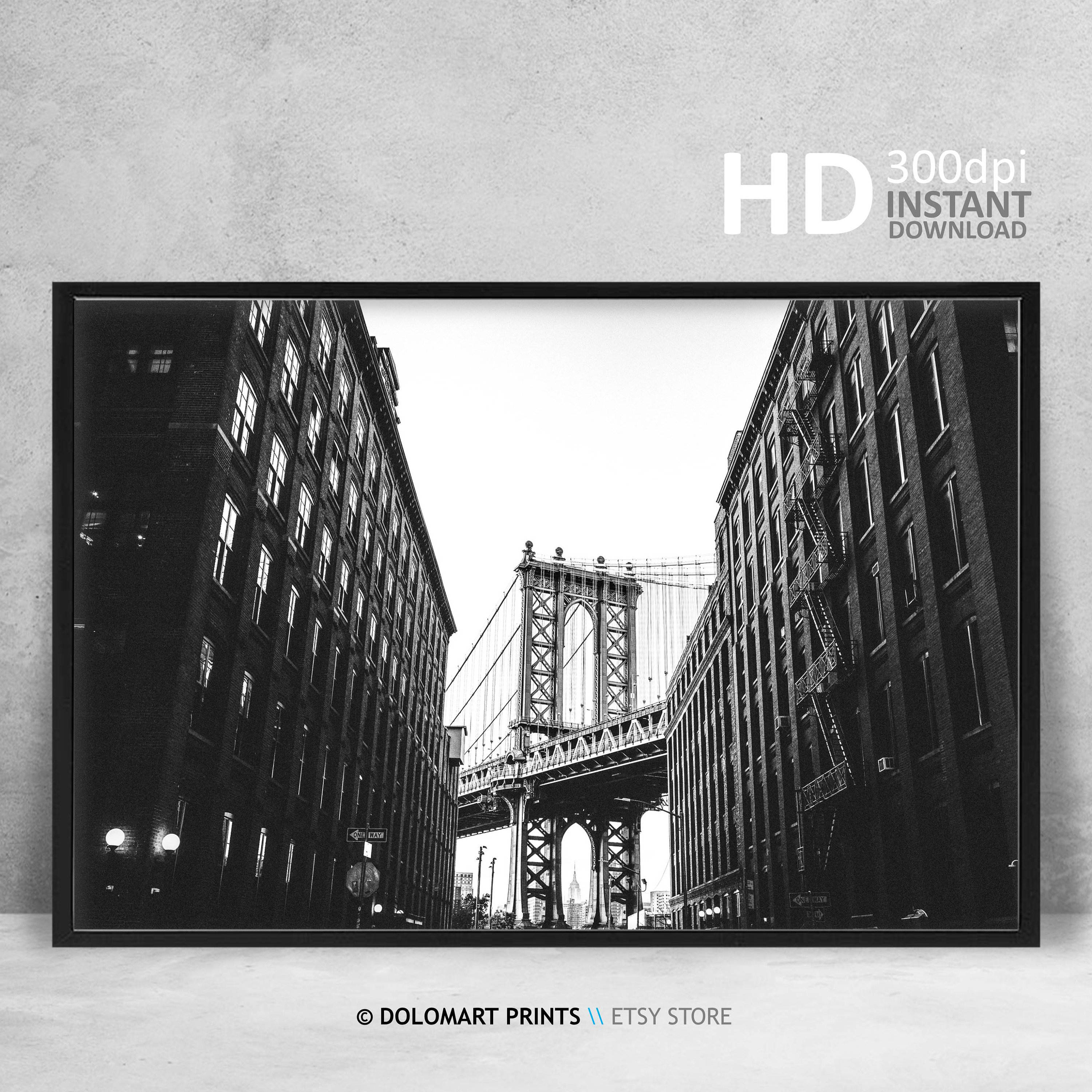 Brooklyn Bridge Black and White Photo, New York City Wall Art (digital ...
