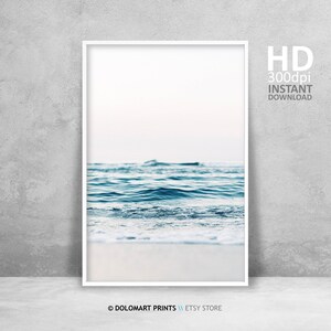 Ocean Art Print, Digital Download, Coastal Beach Decor, Large Printable Wall Art, Large Ocean Water Photography, Modern Minimalist Waves Art