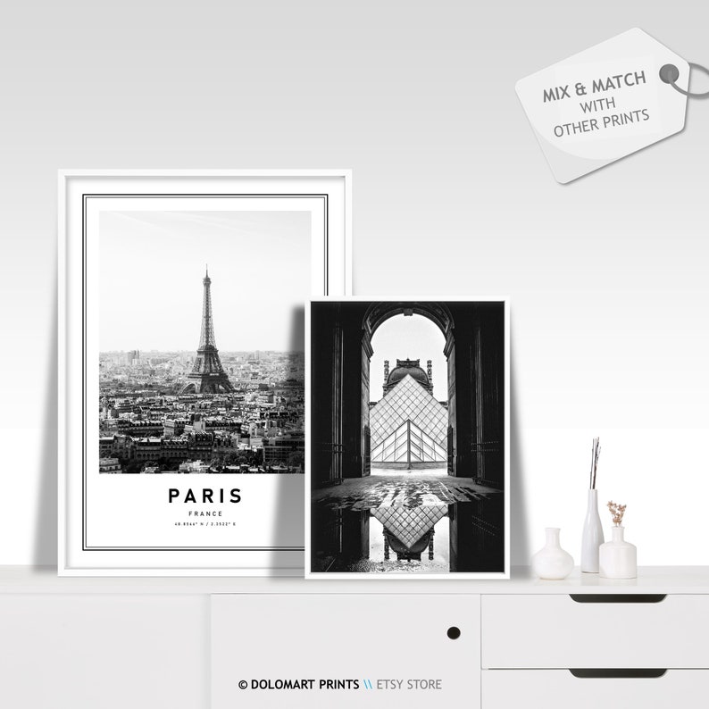 Paris Eiffel Tower Print, Black and White Photography (Digital Download) image 7