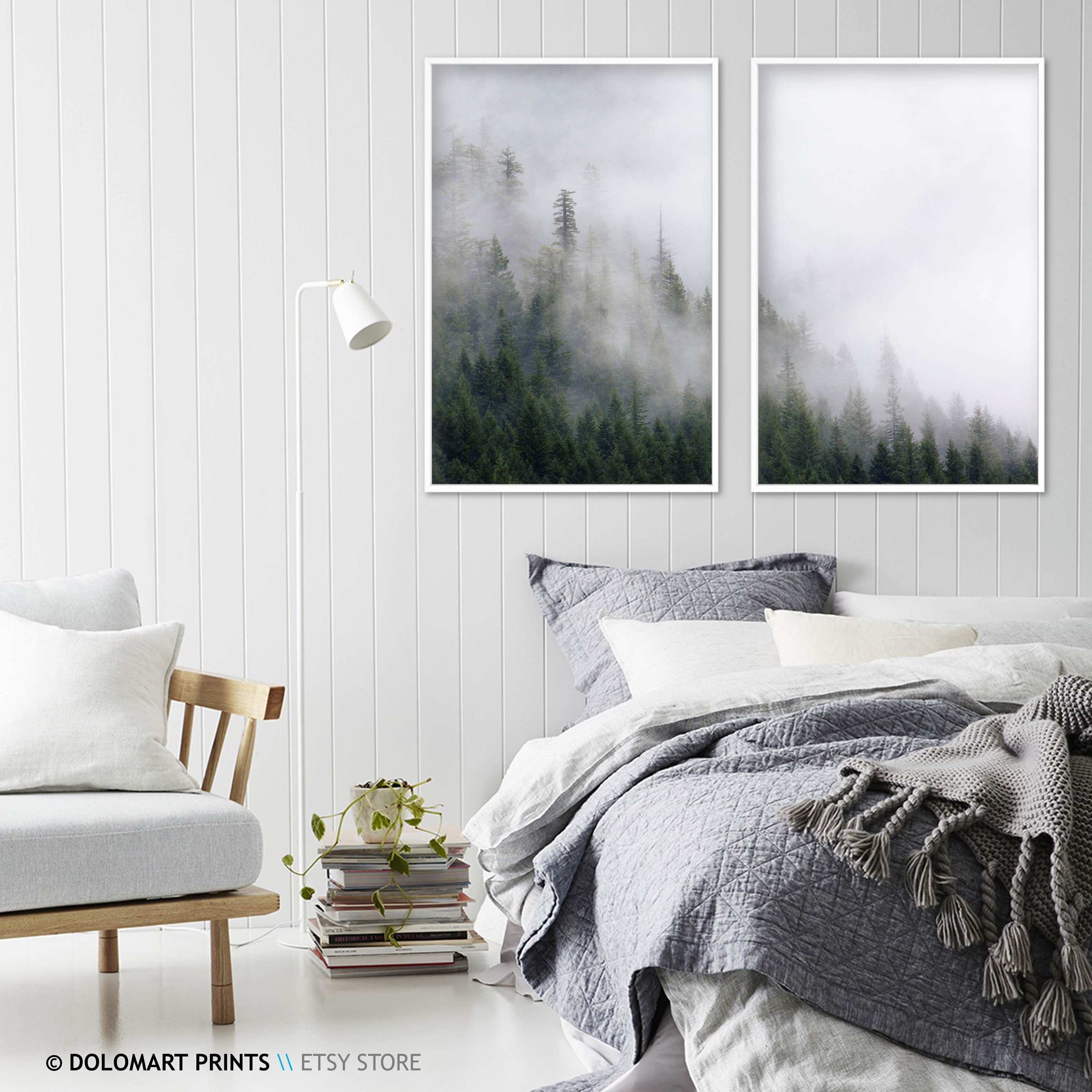Modern Mountain Art Set of 3 Prints Forest Mountain Poster Art Etsy