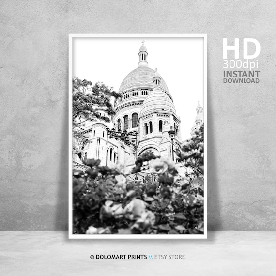 Paris Architecture Print, Black and White Photography, Eiffel Tower (Digital Download)