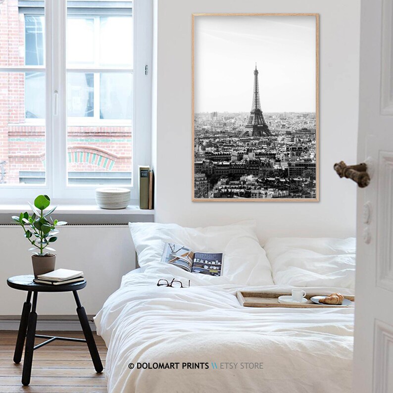 Paris Eiffel Tower Black and White Photography Print (Digital Download) image 7