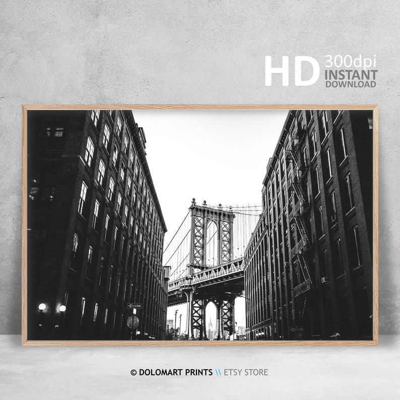 Brooklyn Bridge Black and White Photo, New York City Wall Art (digital ...