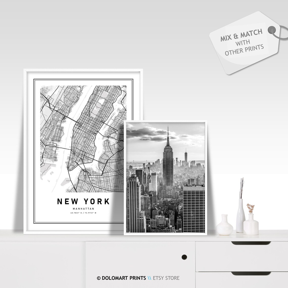 New York Map Print Printable Wall Art NYC Map Manhattan Map | Etsy