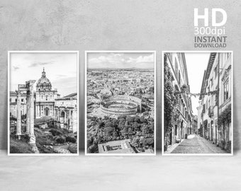 Rome Architecture Prints Gallery, Set of 3 Prints, Black and White Prints, Rome Italy Photography, Rome Wall Art Set, Rome Photo Bundle