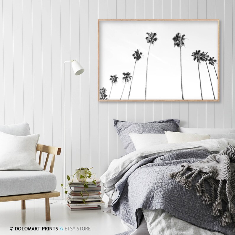 Palm Tree Print Tropical Wall Art Decor Black and White Palm - Etsy