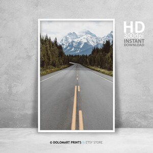 Mountain Road Photography Print, Nordic Landscape Poster (Digital Download) image 1